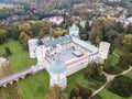 Aerial view to Krasicki Palace in Krasiczyn, Poland