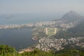 Aerial view to lagoon from Christ the Redeemer statue in Corcovado Mountain, Rio de Janeiro, Brazil Royalty Free Stock Photo