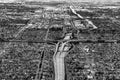 Aerial view to Los Angeles with houses and streets in rectangular pattern