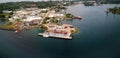 Aerial view to Madang bay and city, Papua New Guinea