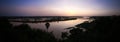 Aerial view to Niger river in Niamey at sunset Niger