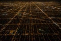 Aerial view to night city Chicago streets Royalty Free Stock Photo