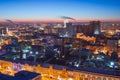 Aerial view to night Voronezh downtown. Modern and historical buildings