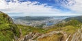 Aerial view to the Norwegian city of Bergen from Mount Ulriken in summer