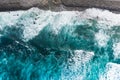 Aerial view to ocean waves. Blue water background. Photo made from above by drone Royalty Free Stock Photo