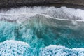 Aerial view to ocean waves. Blue water background. Photo made from above by drone Royalty Free Stock Photo