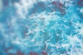 Aerial view to ocean waves. Blue water background. Photo made from above by drone Royalty Free Stock Photo