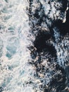 Aerial view to ocean waves. Blue water background