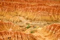 Aerial view to orange red sand formation of Tatacoa desert