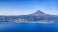 Aerial view to Pico volcano and island, Azores,Portugal Royalty Free Stock Photo