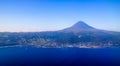 Aerial view to Pico volcano and island, Azores,Portugal Royalty Free Stock Photo