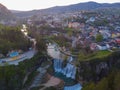 Aerial view to Pliva Waterfall in Jajce in Bosnia and Herzegovina