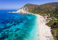 Aerial view to the popular beach of Petani on the island of Kefalonia, Greece Royalty Free Stock Photo