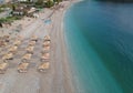 Aerial view to Potami Beach in town of Himara in Albania Royalty Free Stock Photo