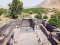 Aerial view to the ruins of Kursi - a large Byzantine 8th-century monastery in which Jesus Christ performed miracles on the