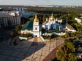 Aerial view to Saint Michael Golden Domed Cathedral in the center of Kyiv, Ukraine Royalty Free Stock Photo