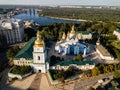Aerial view to Saint Michael Golden Domed Cathedral in the center of Kyiv, Ukraine