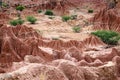 Aerial view to sandstone desert canyon