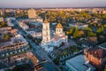 Aerial view to Saviour-Transfiguration cathedral in Sumy