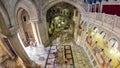 Aerial view to Stone of Anointing in the Church of the Holy Sepulcher timelapse. Royalty Free Stock Photo