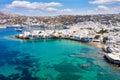 Aerial view to the town of Mykonos island, Cyclades, Greece Royalty Free Stock Photo