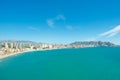 Aerial view to turquoise Mediterranean sea and Benidorm resort, Poniente beach, Alicante province, Spain Royalty Free Stock Photo
