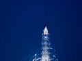 Aerial view to two Yachts in deep blue sea. Drone photography