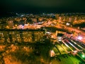 Aerial view to Y-crossroads on residential area in Kharkiv