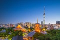 aerial view of tokyo city at night in japan Royalty Free Stock Photo