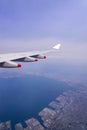 Aerial of Tokyo-Kawasaki Industrial zone area view , Japan from window airplane with city / sea background, Tokyo-Kawasaki, Japan Royalty Free Stock Photo