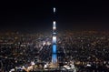 Aerial view of Tokyo Skytree and Japanese landscape in Tokyo city at night. Japan tourism, cityscape landmark Royalty Free Stock Photo