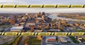 Aerial View Toledo Ohio Downtown Maumee River Pandemic