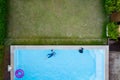 Aerial view or top view of children are swimming in swimming pool Royalty Free Stock Photo