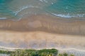 Aerial view top view of Coconut palm trees on the beautiful Karon beach Phuket Thailand Amazing sea beach sand tourist travel