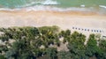 Aerial view top view of Coconut palm trees on the beautiful Karon beach Phuket Thailand Amazing sea beach sand tourist travel