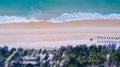Aerial view top down of Coconut palm trees on the beautiful Karon beach Phuket Thailand Amazing sea beach sand tourist travel
