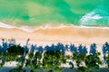 Aerial view top down of Coconut palm trees on the beautiful patong beach Phuket Thailand Amazing sea beach sand tourist travel Royalty Free Stock Photo