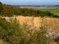 Aerial view of  the top of the hill Rother Kopf` over a quarry in Muellenborn, Eifel` Royalty Free Stock Photo