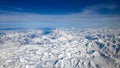 Aerial view from top of Himalayan snow mountain Royalty Free Stock Photo