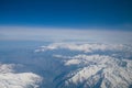 Aerial view from top of Himalayan snow mountain Royalty Free Stock Photo