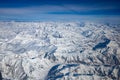 Aerial view from top of Himalayan snow mountain Royalty Free Stock Photo