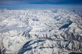 Aerial view from top of Himalayan snow mountain Royalty Free Stock Photo