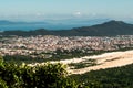 FLORIANOPOLIS, SANTA CATARINA / BRAZIL - MARCH 05, 2019 Aerial view from the top of Morro das Aranhas, Praia do Santinho and Praia