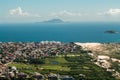 FLORIANOPOLIS, SANTA CATARINA / BRAZIL - MARCH 05, 2019 Aerial view from the top of Morro das Aranhas, Praia do Santinho and Praia