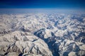 Aerial view from top of snow mountain Royalty Free Stock Photo