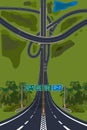 Aerial View - Top View Roads Intersections, Highways. Royalty Free Stock Photo