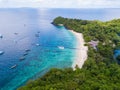 Aerial view or top view of tropical island beach with clear water at Banana beach, Coral Island, Koh Hey, Phuket