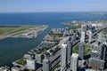Aerial View of Toronto Airport, Harbour and Lake Ontario, Canada from CN Tower Royalty Free Stock Photo