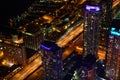 Aerial view of Toronto city center at night Royalty Free Stock Photo