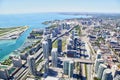 Aerial View of Toronto Cityscape and Harbourfront Along Lake Ont Royalty Free Stock Photo
